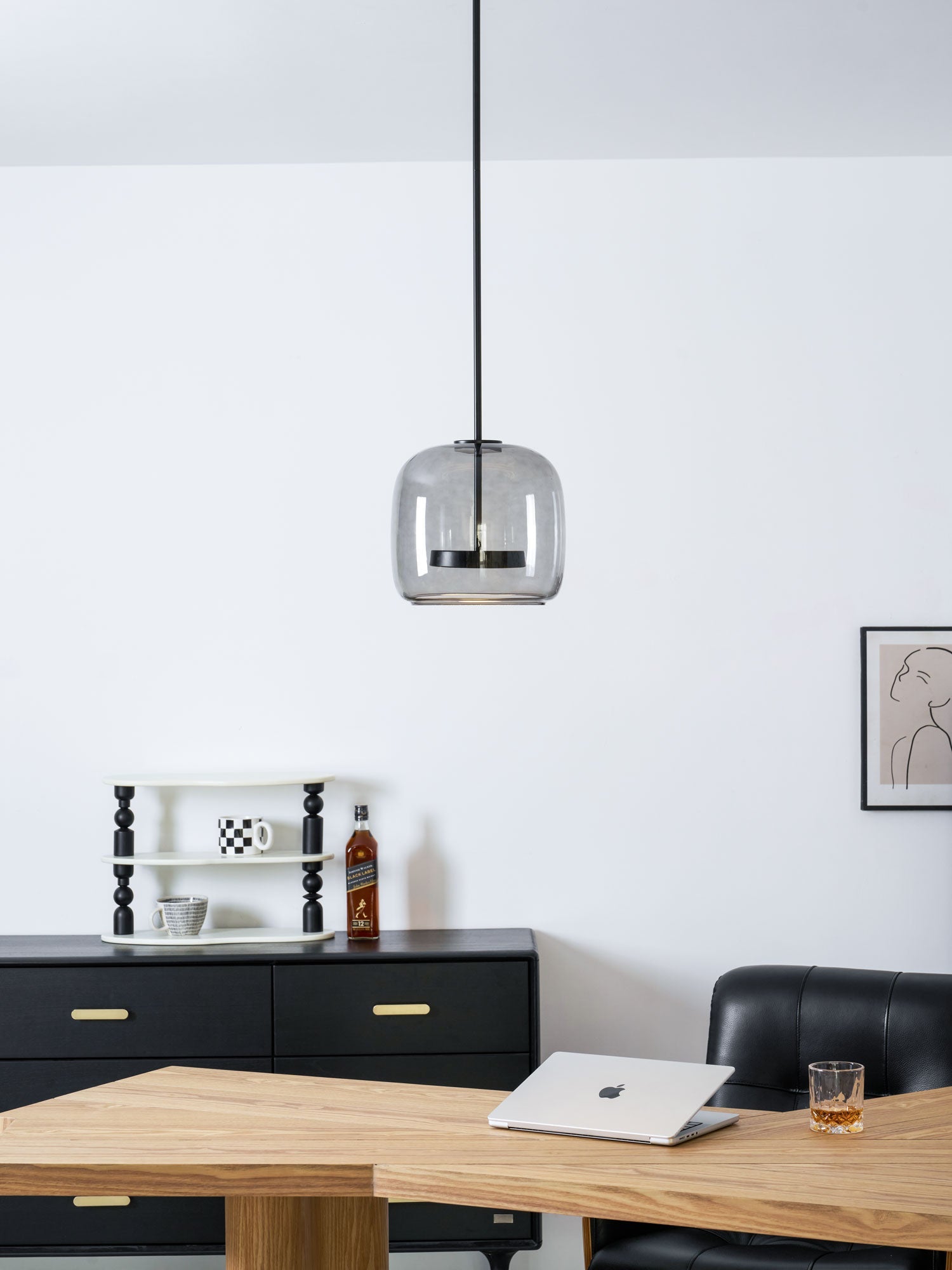 Hanglamp Modern met Geblazen Glazen Kap en Verstelbare Hoogte