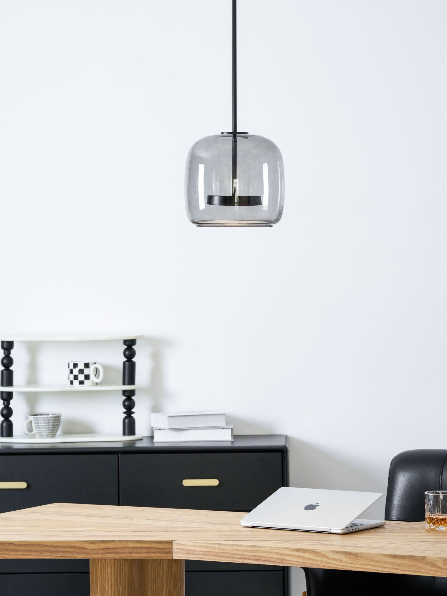 Hanglamp Modern met Geblazen Glazen Kap en Verstelbare Hoogte