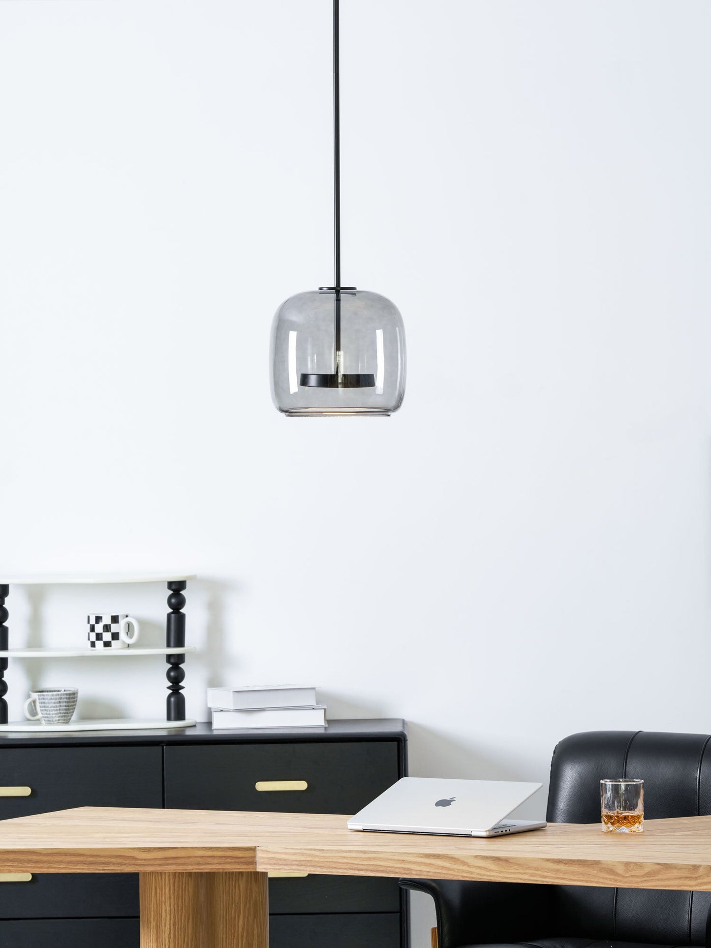 Hanglamp Modern met Geblazen Glazen Kap en Verstelbare Hoogte