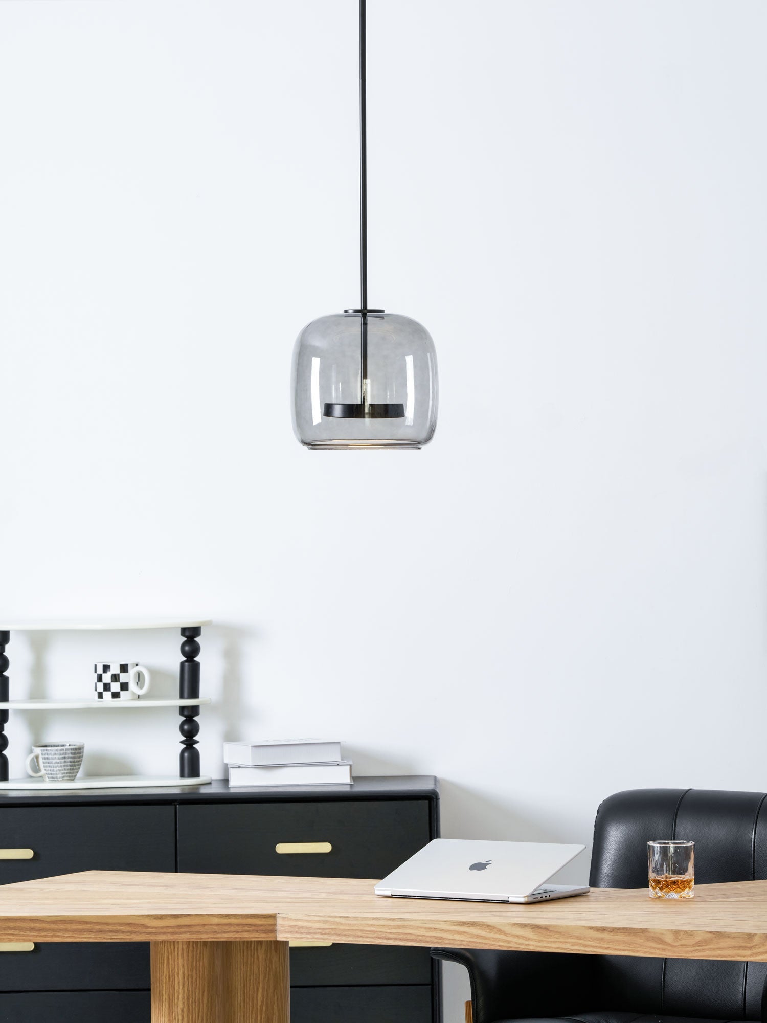 Hanglamp Modern met Geblazen Glazen Kap en Verstelbare Hoogte