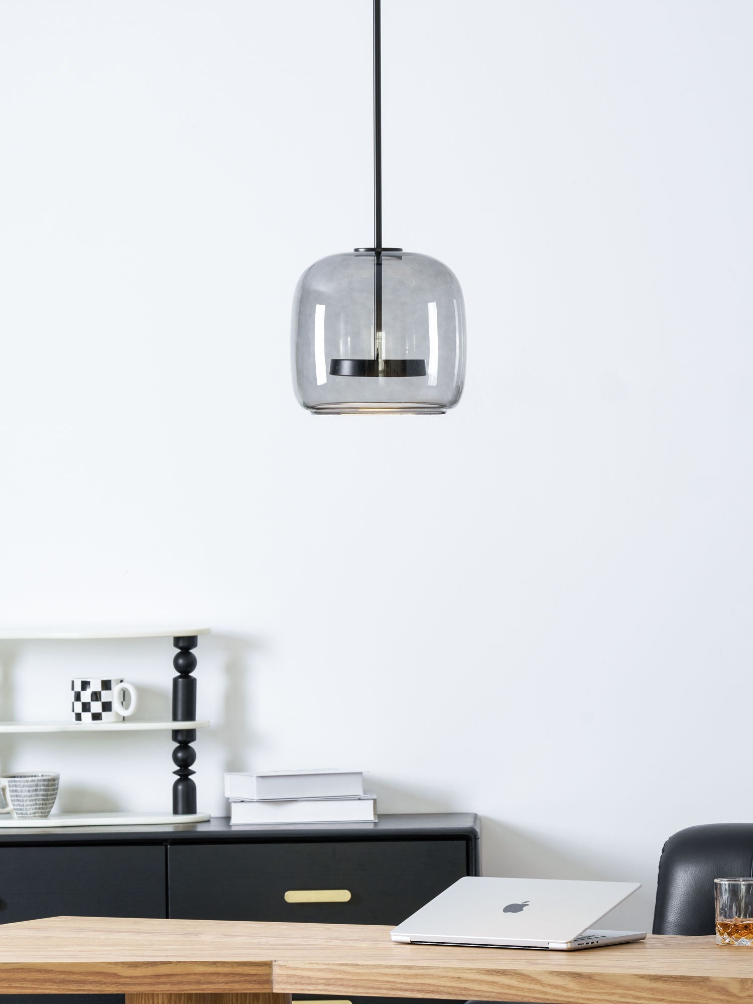Hanglamp Modern met Geblazen Glazen Kap en Verstelbare Hoogte
