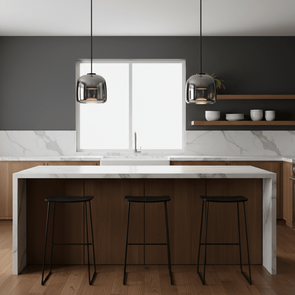 Hanglamp Modern met Geblazen Glazen Kap en Verstelbare Hoogte