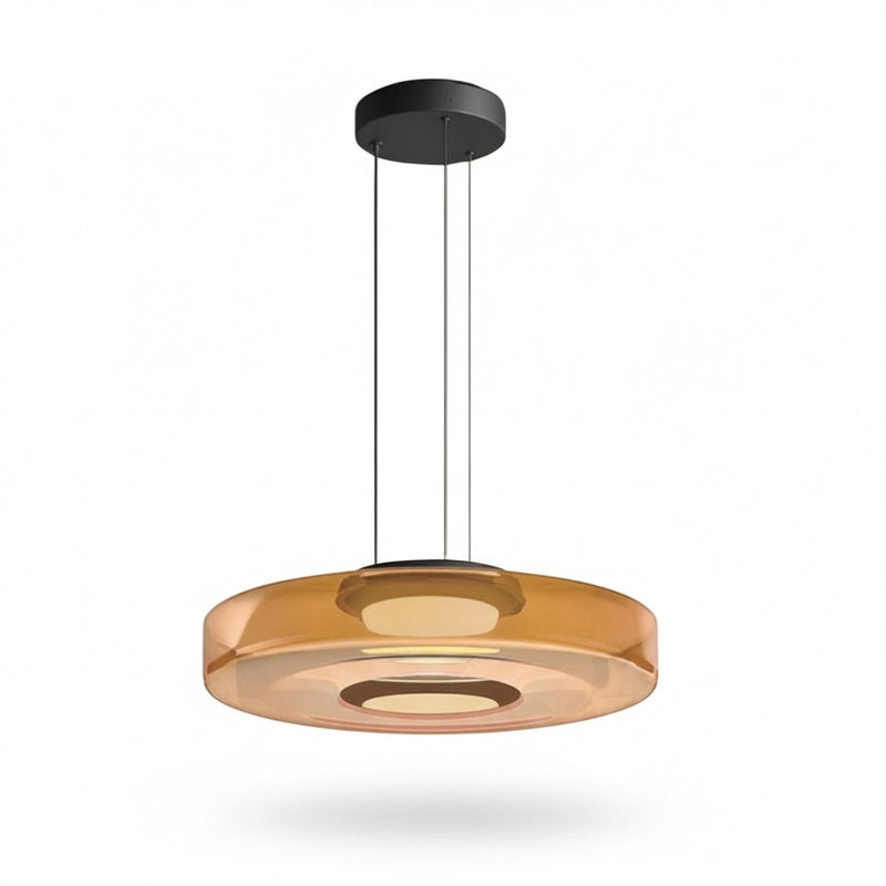 Hanglamp Modern met Gelaagde Glazen Kap en Verstelbare Hoogte