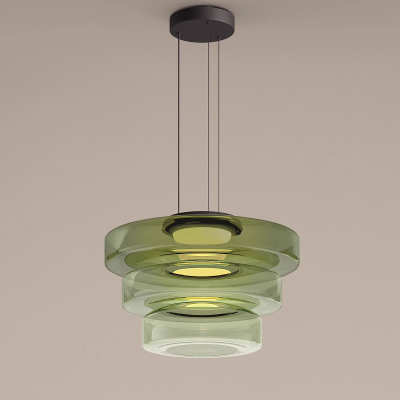 Hanglamp Modern met Gelaagde Glazen Kap en Verstelbare Hoogte