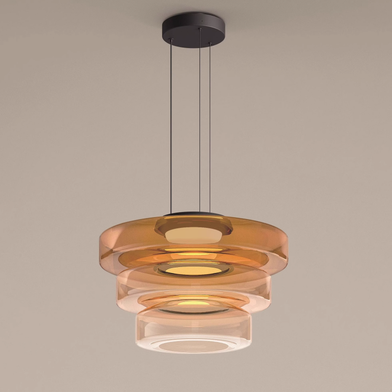 Hanglamp Modern met Gelaagde Glazen Kap en Verstelbare Hoogte