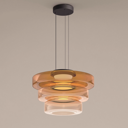 Hanglamp Modern met Gelaagde Glazen Kap en Verstelbare Hoogte