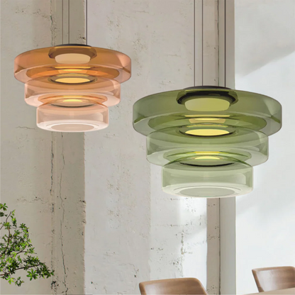 Hanglamp Modern met Gelaagde Glazen Kap en Verstelbare Hoogte