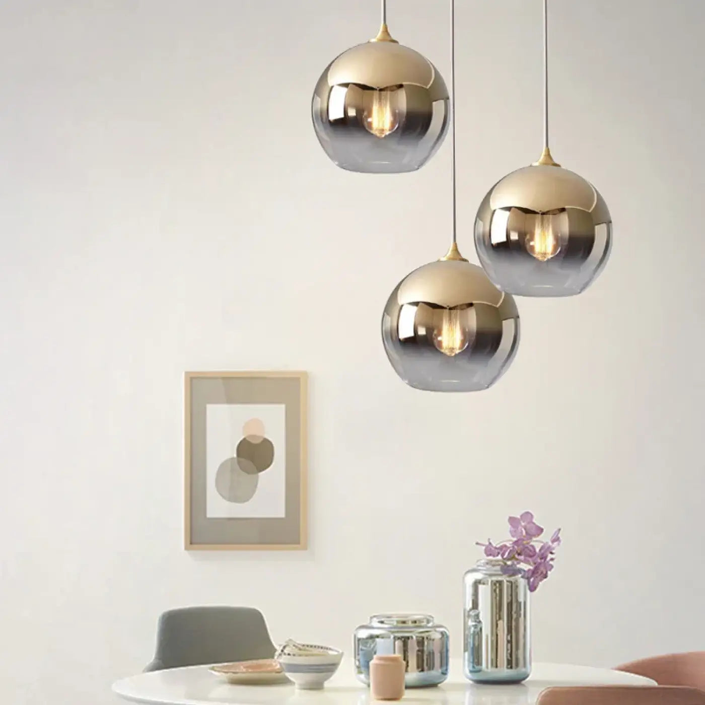 Hanglamp Modern met Glazen Bol en Spiegelend Verloop