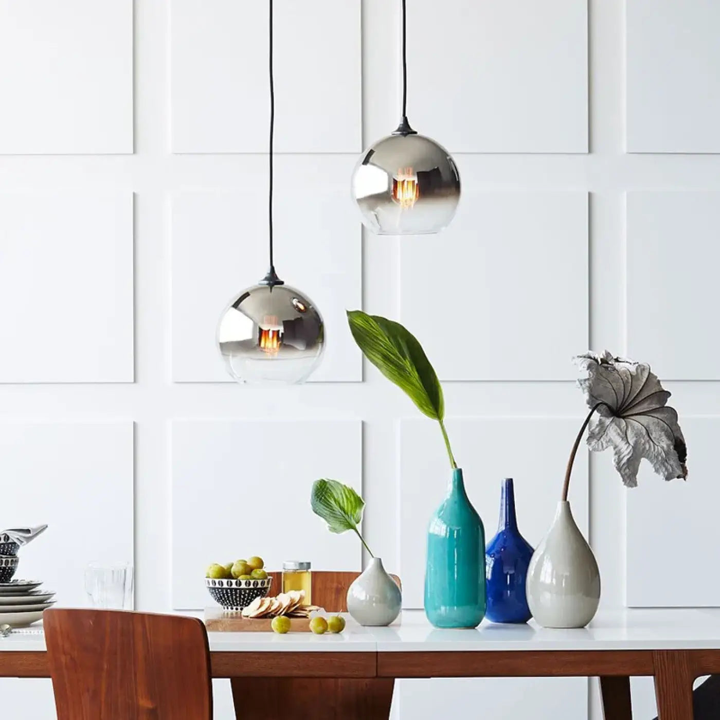 Hanglamp Modern met Glazen Bol en Spiegelend Verloop