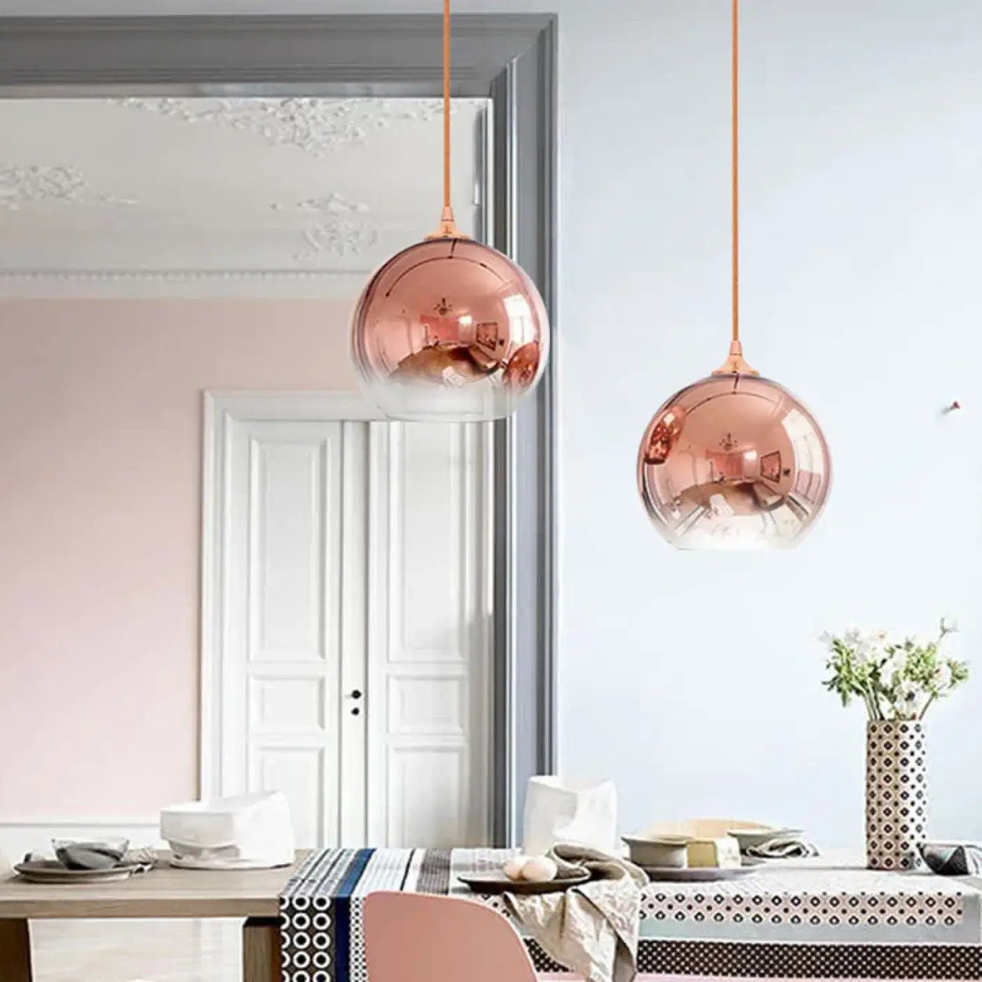 Hanglamp Modern met Glazen Bol en Spiegelend Verloop
