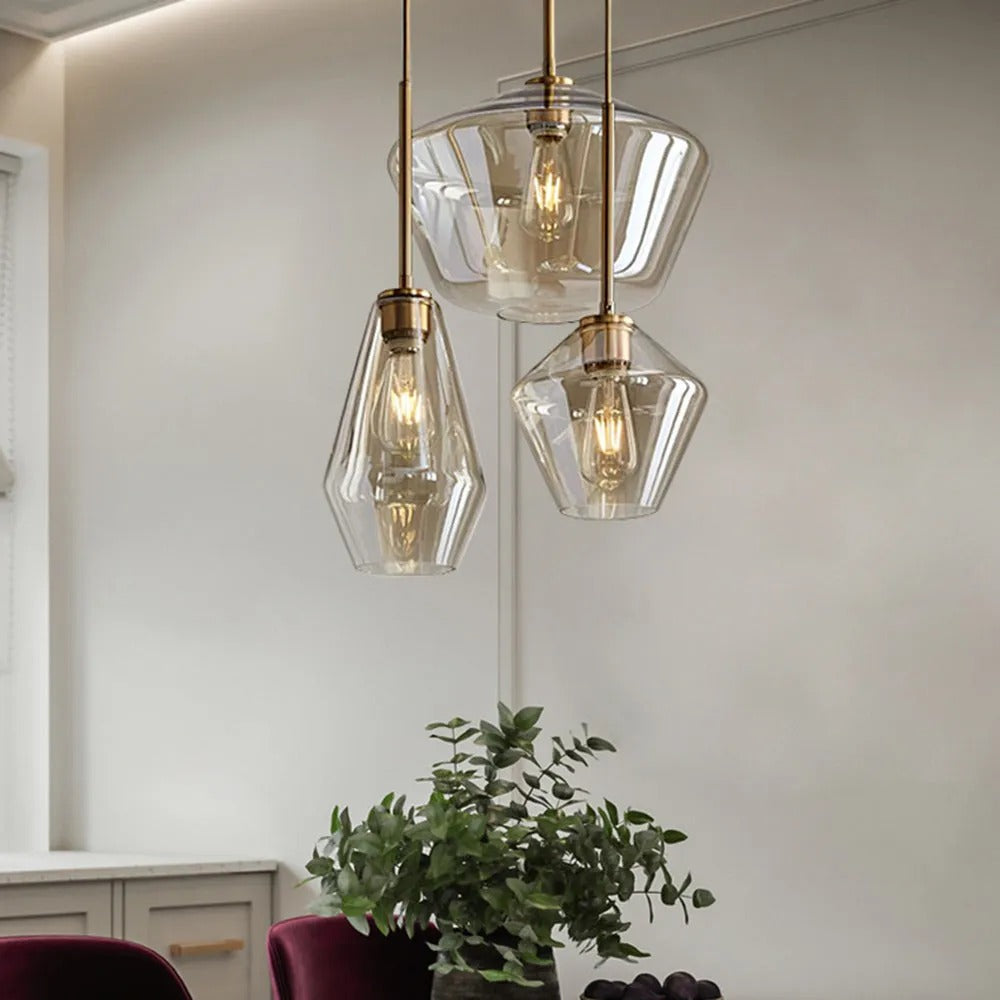 Hanglamp Modern met Glazen Kap en Messingkleurige Fitting