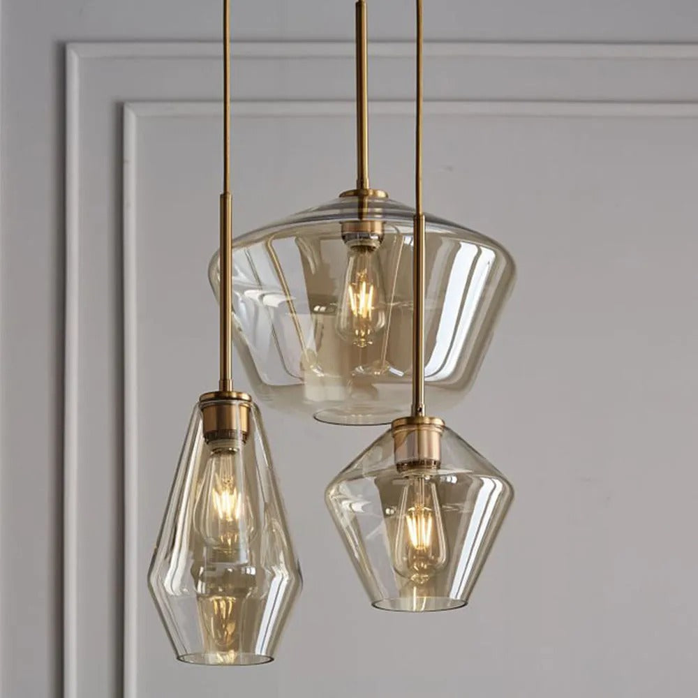 Hanglamp Modern met Glazen Kap en Messingkleurige Fitting