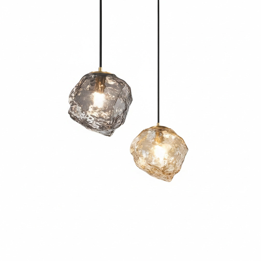 Hanglamp Modern met Organisch Gevormde Glazen Kap en Messing Fitting