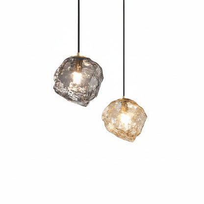 Hanglamp Modern met Organisch Gevormde Glazen Kap en Messing Fitting