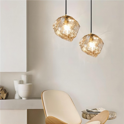 Hanglamp Modern met Organisch Gevormde Glazen Kap en Messing Fitting