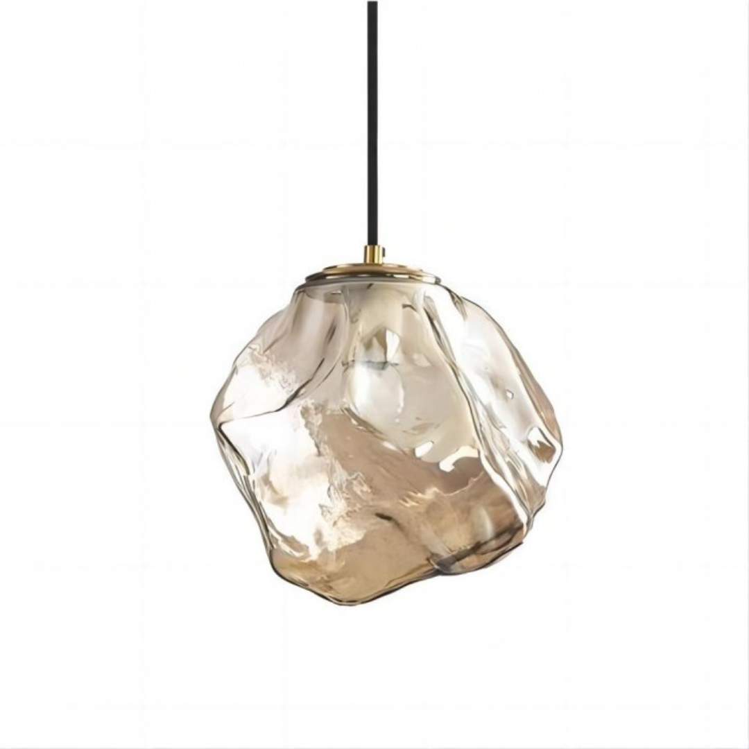 Hanglamp Modern met Organisch Gevormde Glazen Kap en Messing Fitting