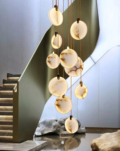 Hanglamp Modern met Ronde Marmeren Schijf en Geïntegreerd LED