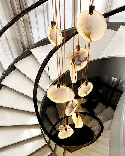 Hanglamp Modern met Ronde Marmeren Schijf en Geïntegreerd LED