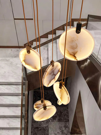 Hanglamp Modern met Ronde Marmeren Schijf en Geïntegreerd LED