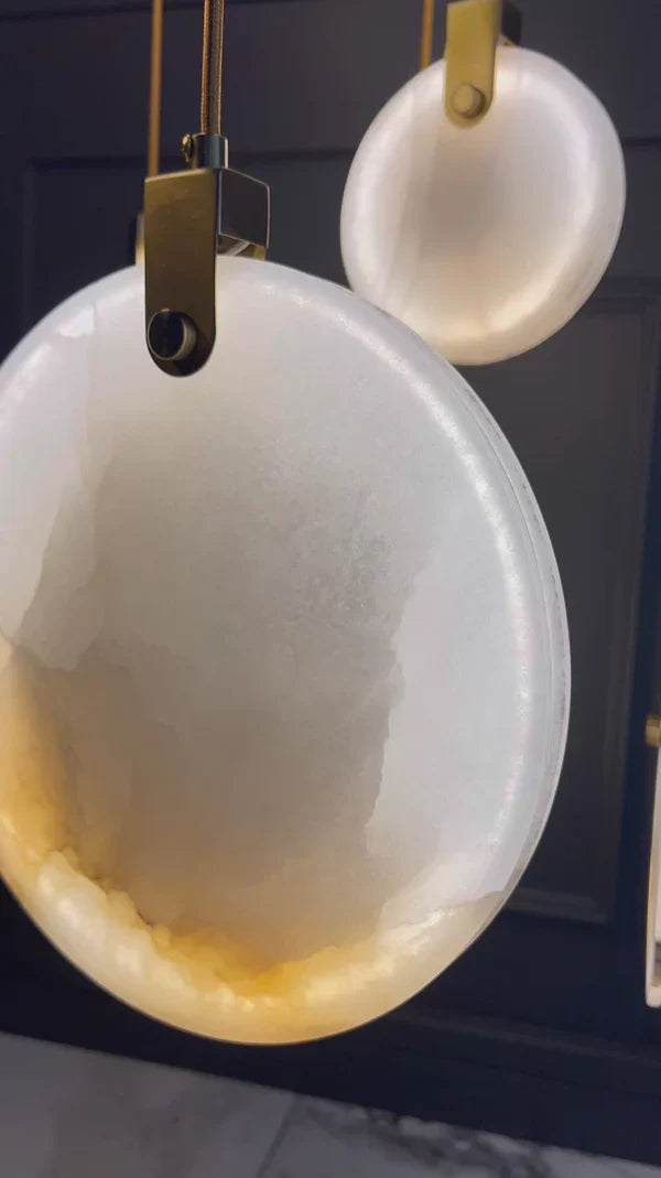 Hanglamp Modern met Ronde Marmeren Schijf en Geïntegreerd LED