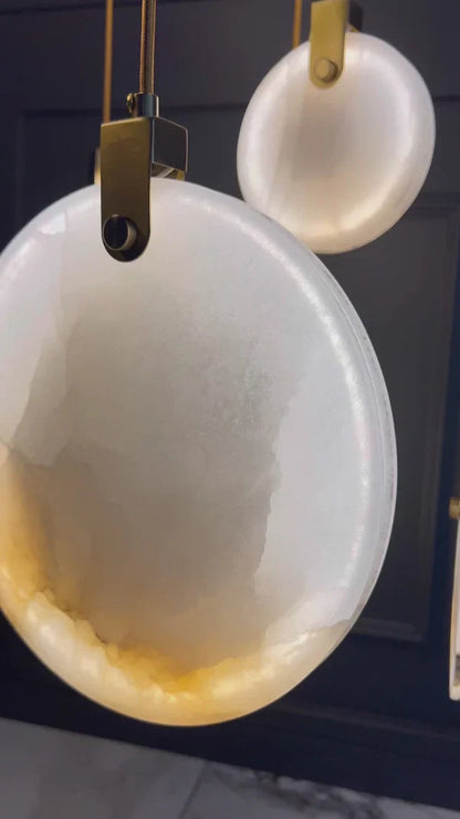 Hanglamp Modern met Ronde Marmeren Schijf en Geïntegreerd LED