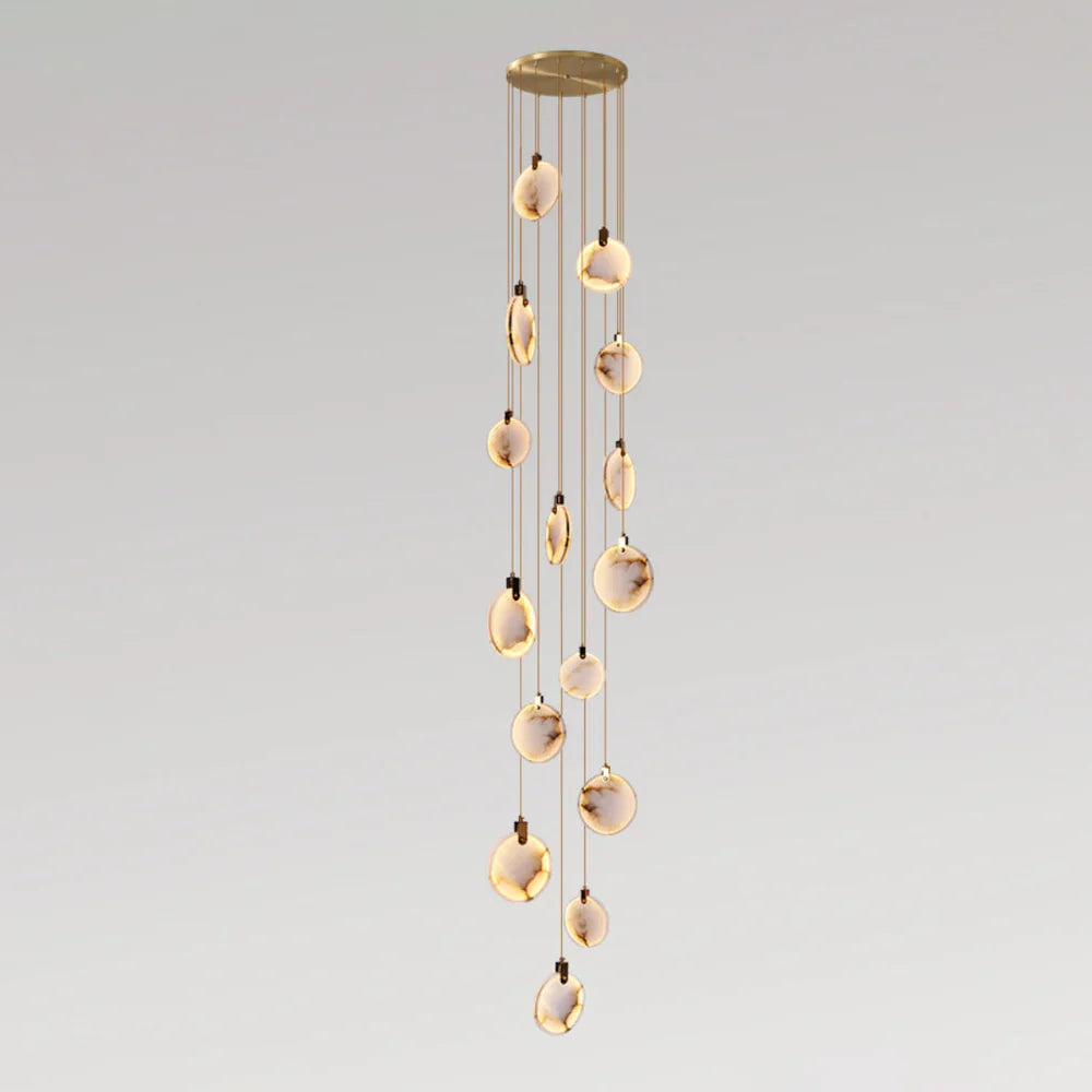 Hanglamp Modern met Ronde Marmeren Schijf en Geïntegreerd LED