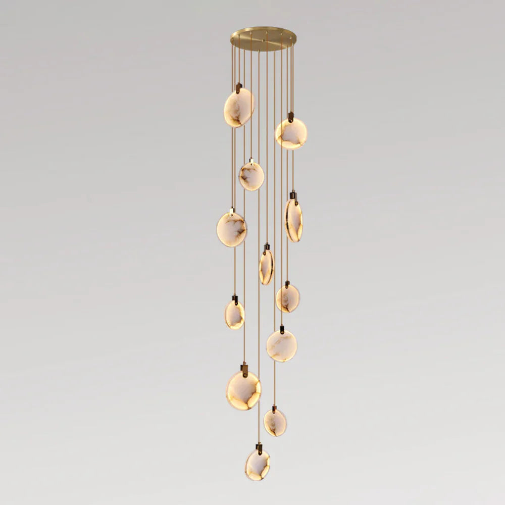 Hanglamp Modern met Ronde Marmeren Schijf en Geïntegreerd LED