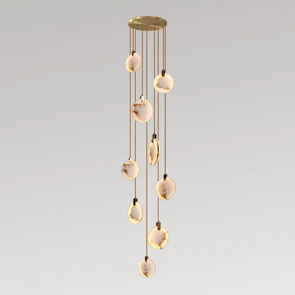Hanglamp Modern met Ronde Marmeren Schijf en Geïntegreerd LED
