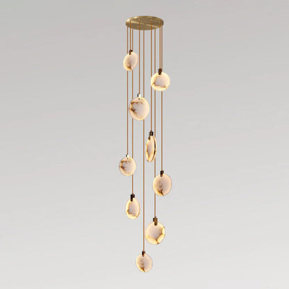 Hanglamp Modern met Ronde Marmeren Schijf en Geïntegreerd LED
