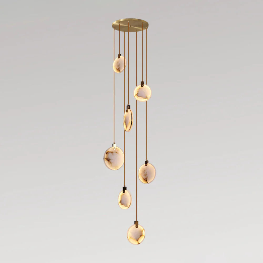 Hanglamp Modern met Ronde Marmeren Schijf en Geïntegreerd LED
