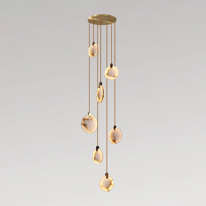 Hanglamp Modern met Ronde Marmeren Schijf en Geïntegreerd LED