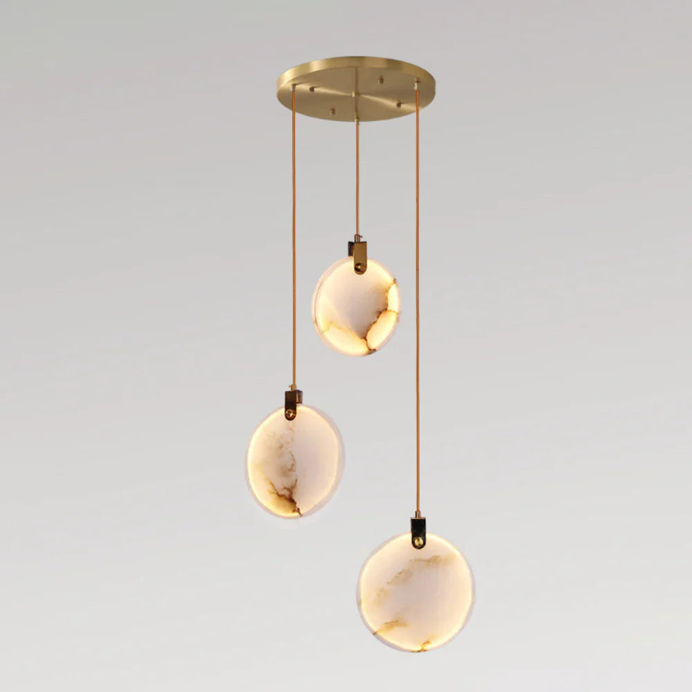 Hanglamp Modern met Ronde Marmeren Schijf en Geïntegreerd LED