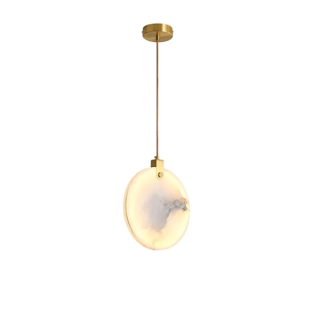 Hanglamp Modern met Ronde Marmeren Schijf en Geïntegreerd LED