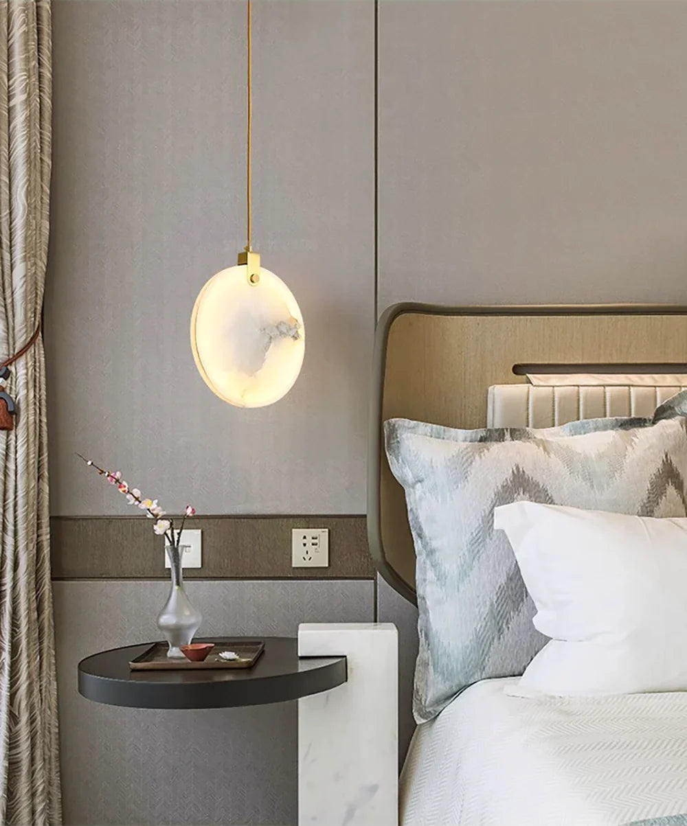 Hanglamp Modern met Ronde Marmeren Schijf en Geïntegreerd LED