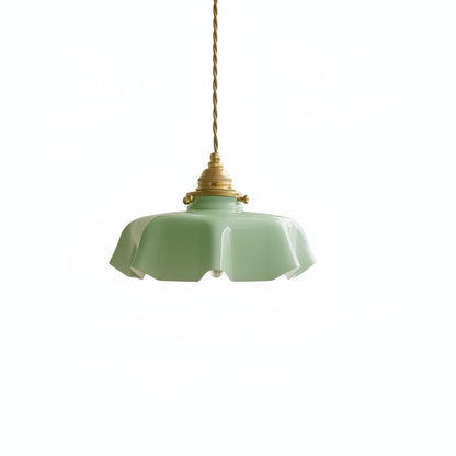 Hanglamp Retro met Bloemenrand en Messing Fitting