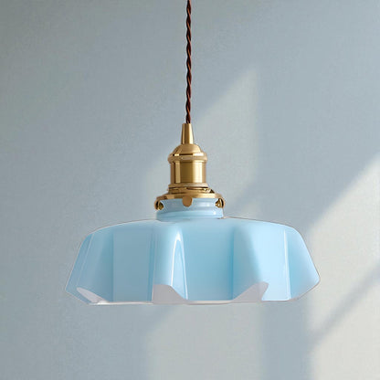 Hanglamp Retro met Bloemenrand en Messing Fitting