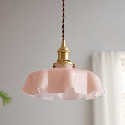 Hanglamp Retro met Bloemenrand en Messing Fitting