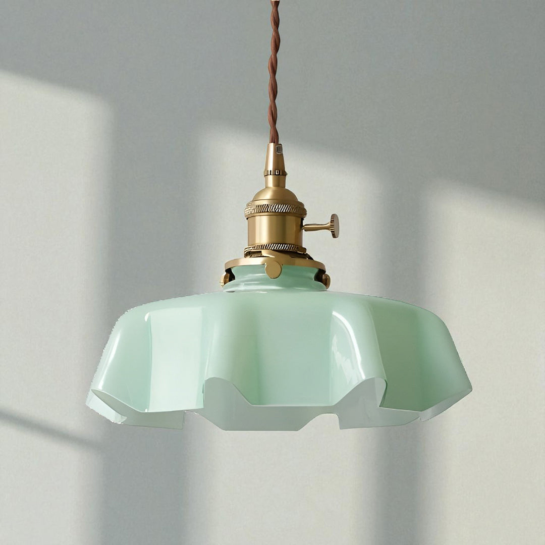 Hanglamp Retro met Bloemenrand en Messing Fitting