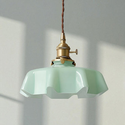 Hanglamp Retro met Bloemenrand en Messing Fitting