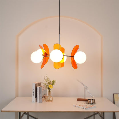 Hanglamp Retro met Bolvormige Glazen Kappen en Acryl Bloembladen ##POS:24##