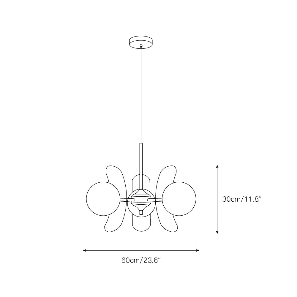Hanglamp Retro met Bolvormige Glazen Kappen en Acryl Bloembladen ##POS:58##