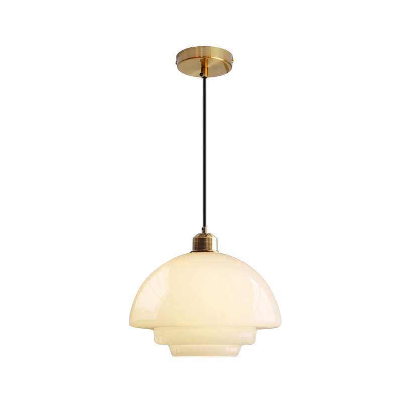 Hanglamp Retro met Gelaagde Glazen Kap en Messing Fitting