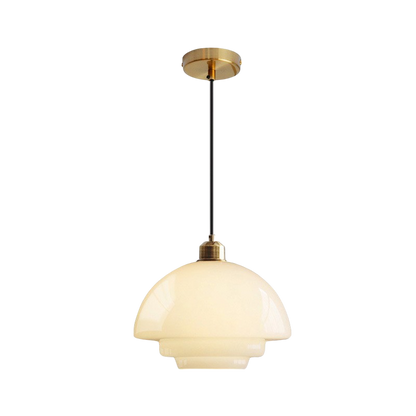 Hanglamp Retro met Gelaagde Glazen Kap en Messing Fitting