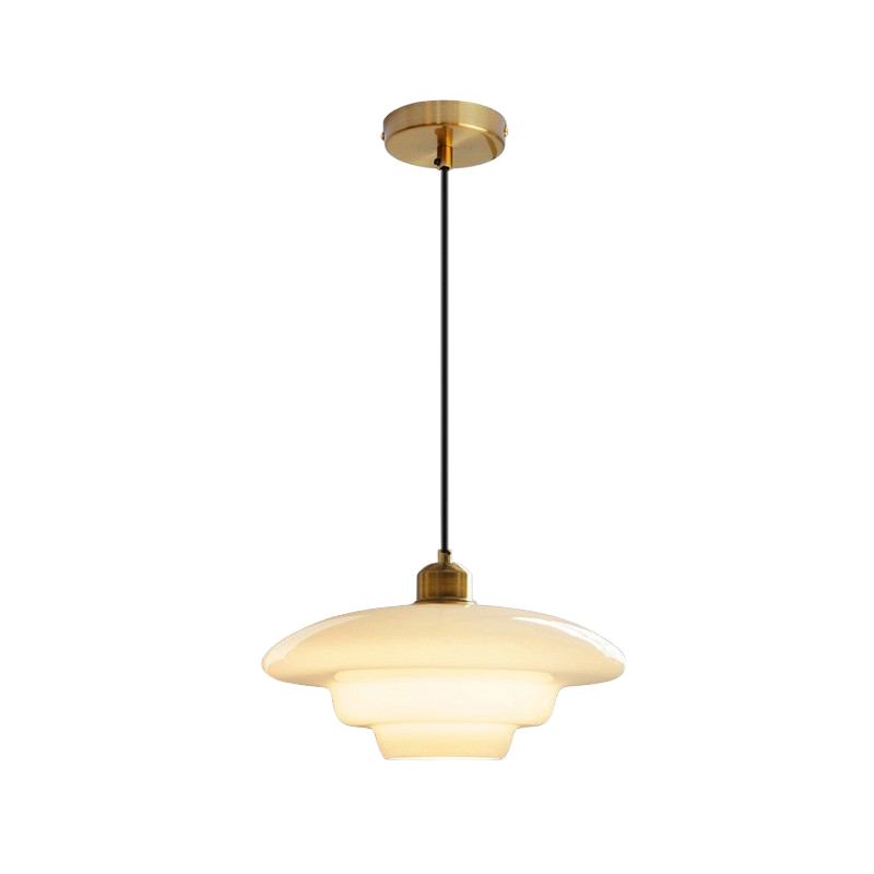 Hanglamp Retro met Gelaagde Glazen Kap en Messing Fitting