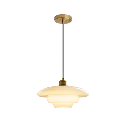 Hanglamp Retro met Gelaagde Glazen Kap en Messing Fitting
