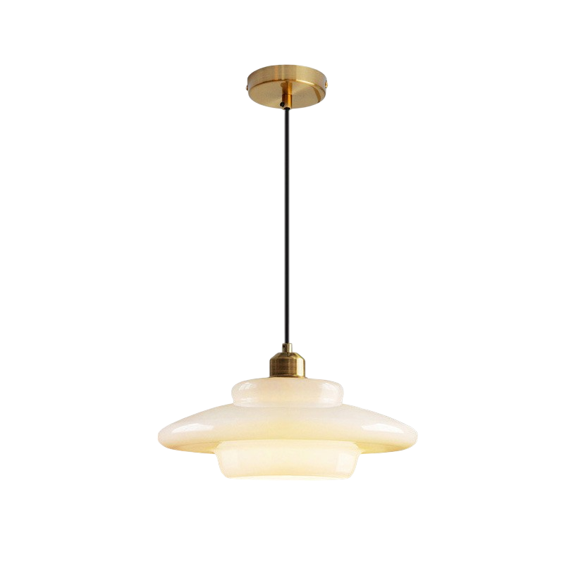 Hanglamp Retro met Gelaagde Glazen Kap en Messing Fitting