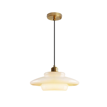 Hanglamp Retro met Gelaagde Glazen Kap en Messing Fitting