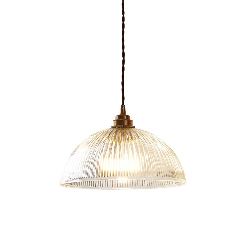 Hanglamp Retro met Geribbelde Glazen Koepelkap en Verstelbare Hoogte