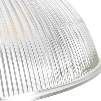 Hanglamp Retro met Geribbelde Glazen Koepelkap en Verstelbare Hoogte