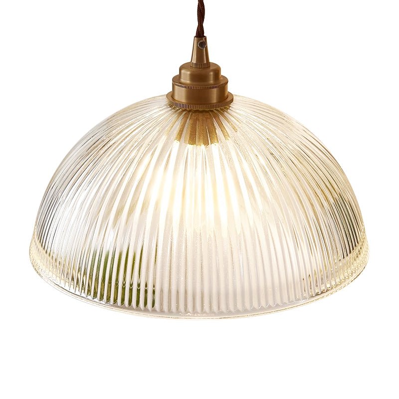 Hanglamp Retro met Geribbelde Glazen Koepelkap en Verstelbare Hoogte